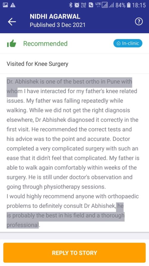 Patient Feedback | Dr. Abhishek Patil
