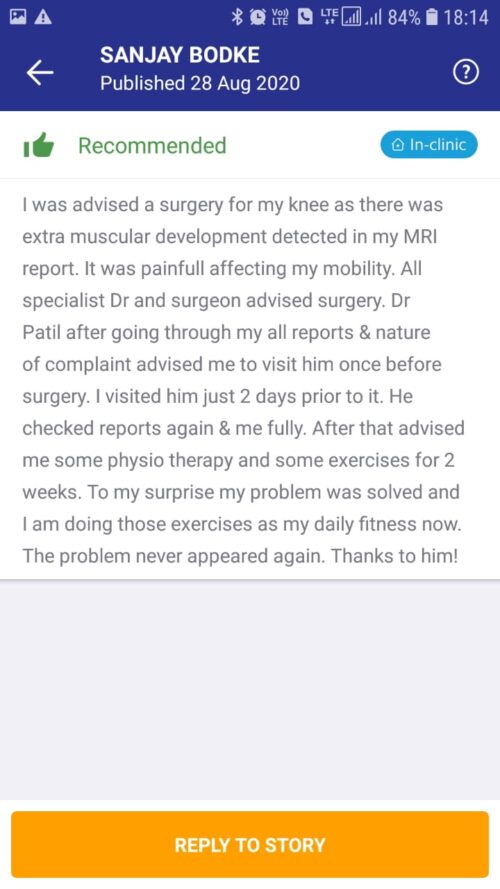 Patient Feedback | Dr. Abhishek Patil